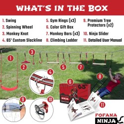 Ninja Warrior Slackline Kit 20 m — 45 Hindernisse